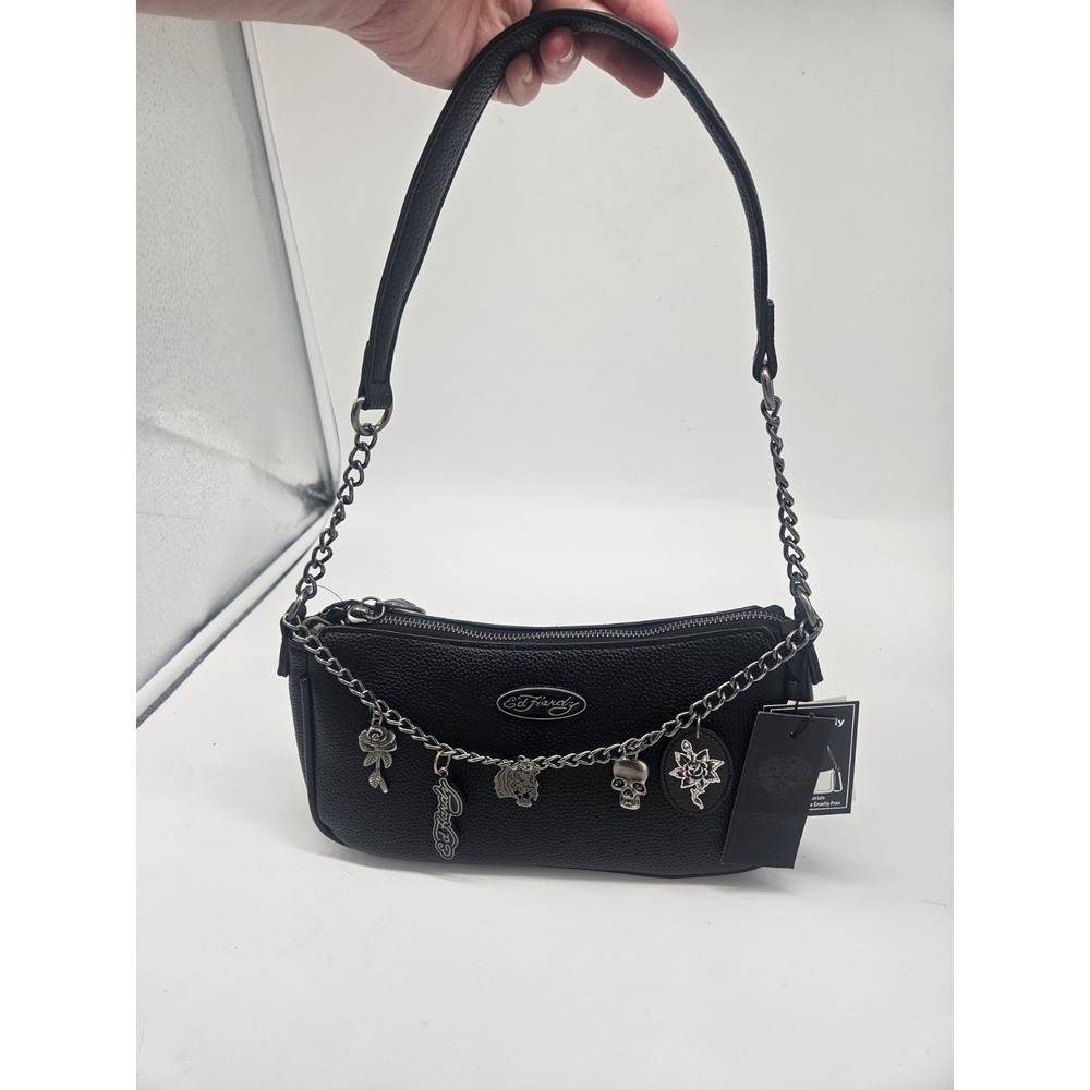 Ed Hardy small Black PURSE BAG  Charms Shoulder/Crossbody Bag NWT